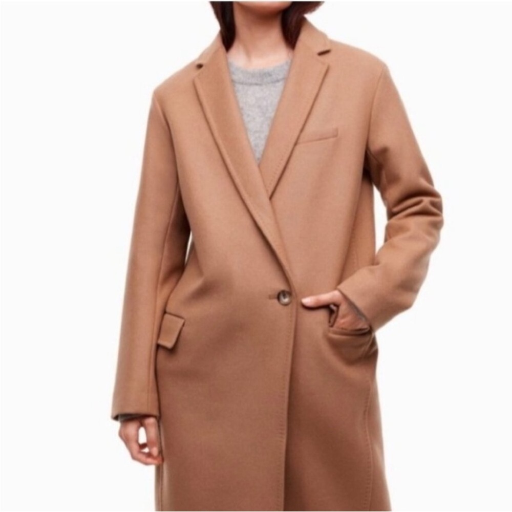 Aritzia Babaton Constant Coat Cashmere Wool Long Pea Midi Jacket Camel Size S